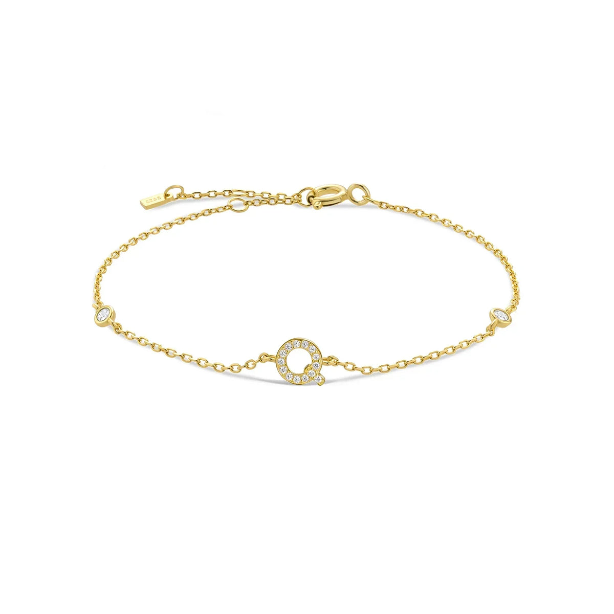 Rhinestone initial letter bracelet