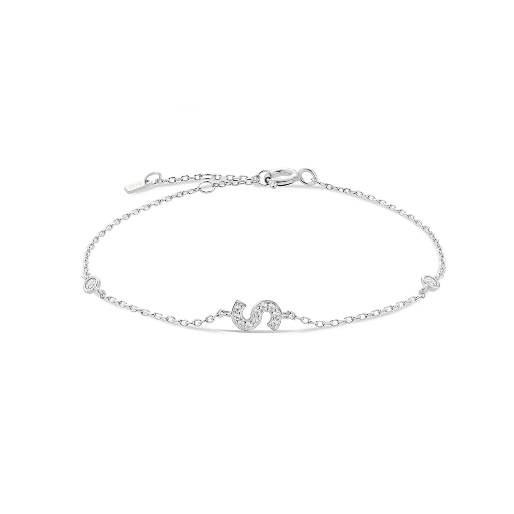 Rhinestone initial letter bracelet