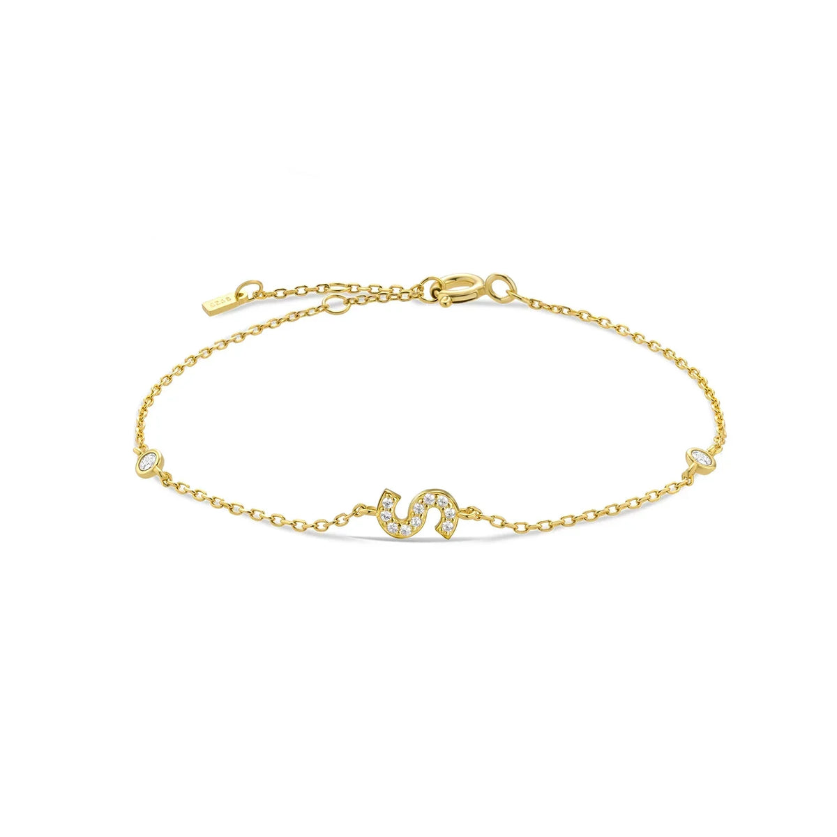 Rhinestone initial letter bracelet