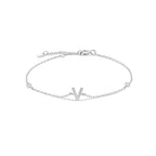 Bracelet avec initiale en strass argent v