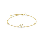 Rhinestone initial letter bracelet