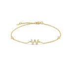 Bracelet avec initiale en strass or w