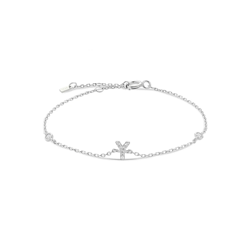 Rhinestone initial letter bracelet