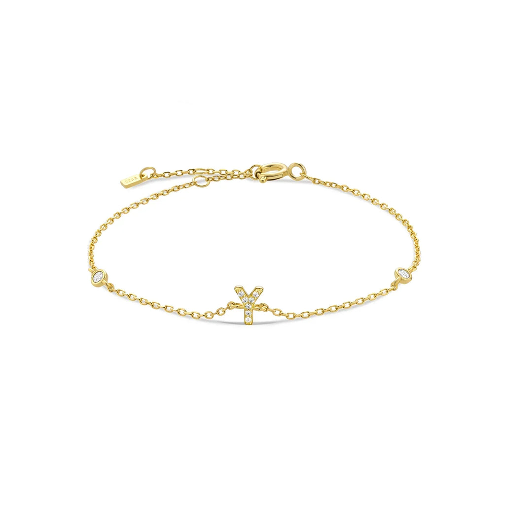 Rhinestone initial letter bracelet