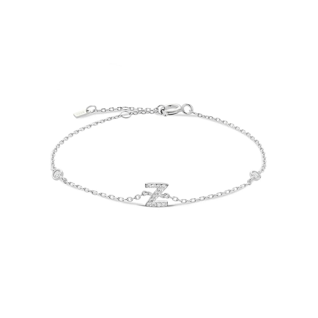 Bracelet avec initiale en strass argent z