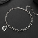 Bracelet with the Jewish protection symbol Chai on a crescent moon