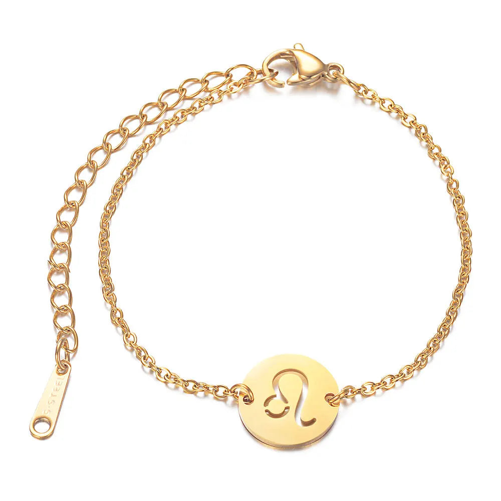Bracelet avec Pendentif du Signe du Zodiaque Astrologique lion