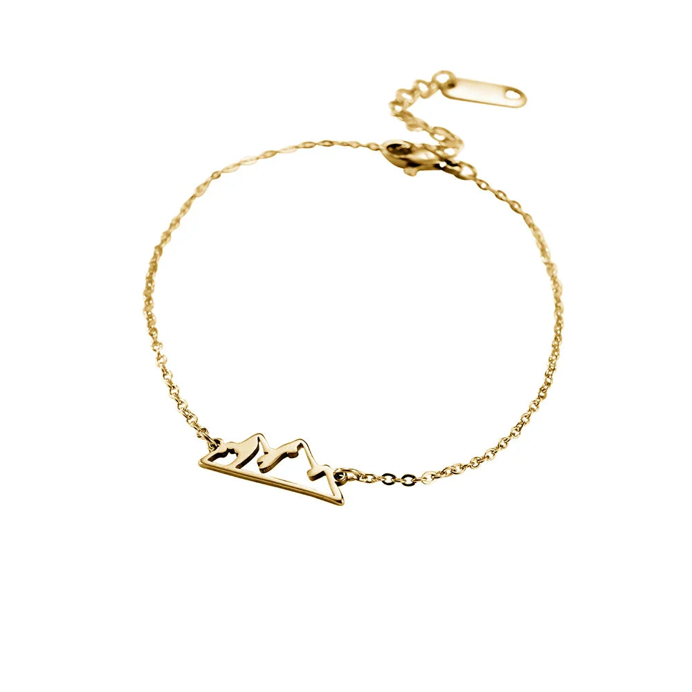 Mountain Pendant Bracelet for Women Gold