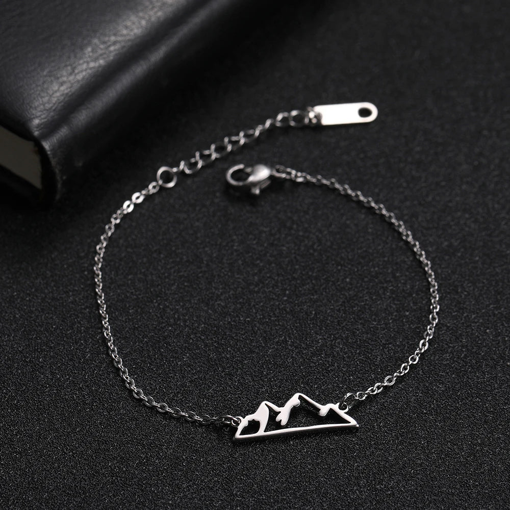 Mountain Pendant Bracelet for Women Silver
