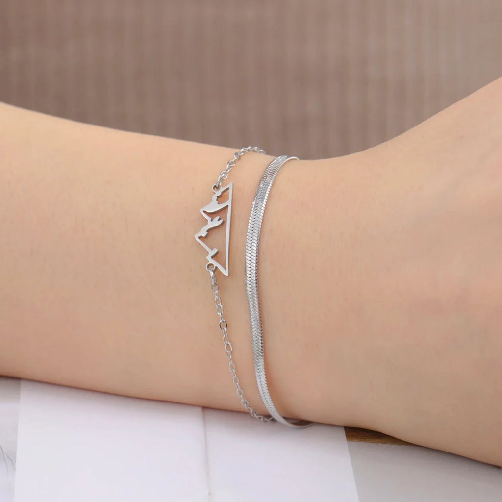 Mountain Pendant Bracelet for Women Silver
