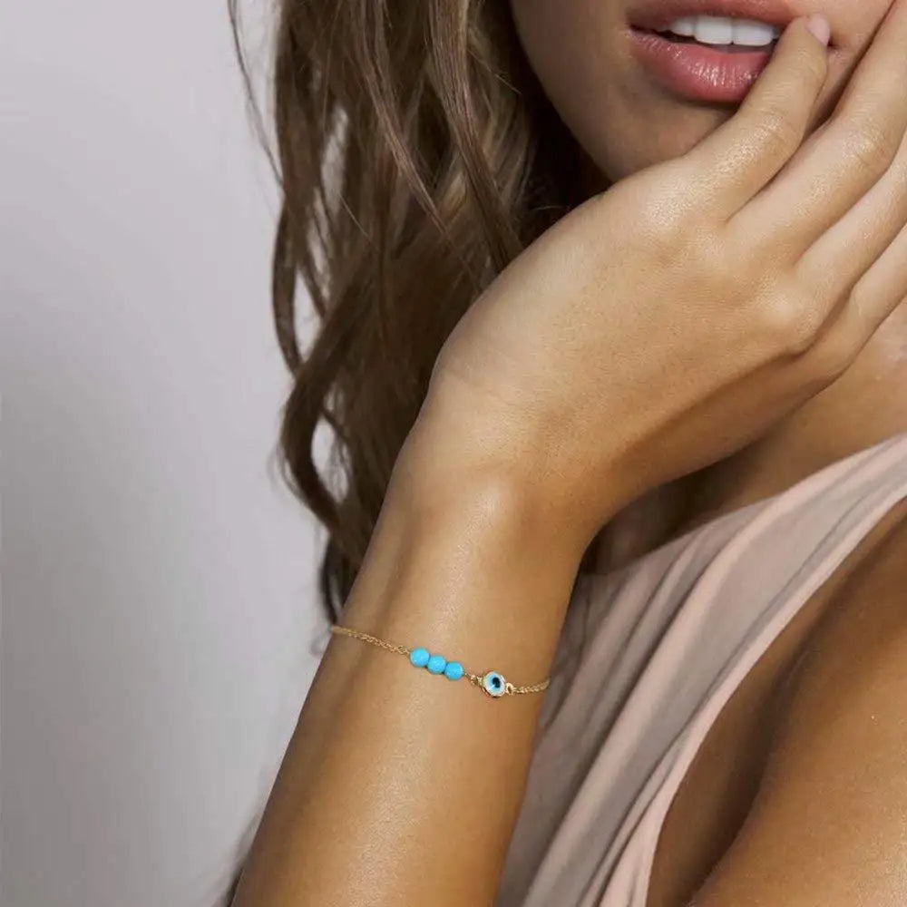 Bracelet avec Perles Contre le Mauvais Oeil