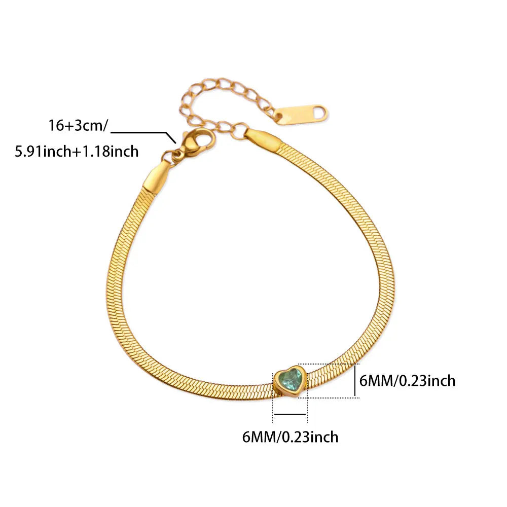 Pulsera con piedra de nacimiento en forma de corazón 