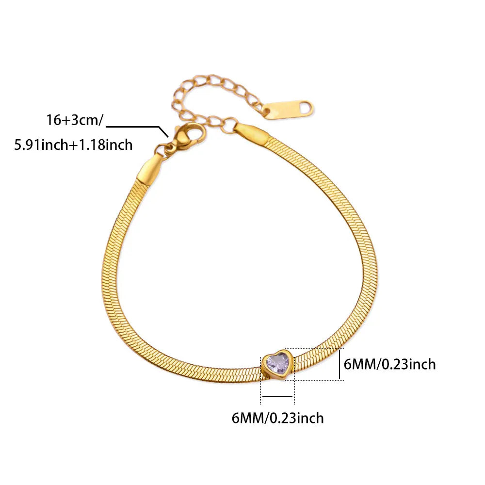 Pulsera con piedra de nacimiento en forma de corazón 