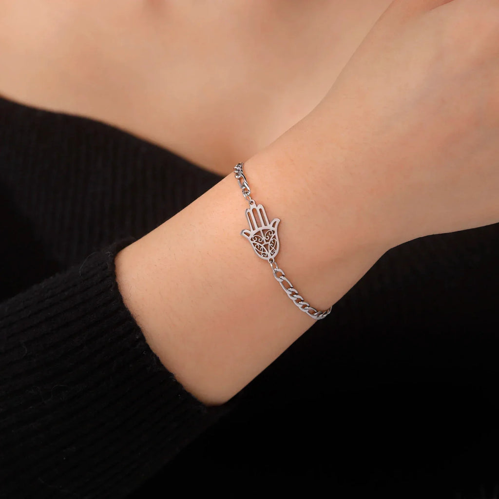 Bracelet avec main de Fatma doré ou argenté arabe argent
