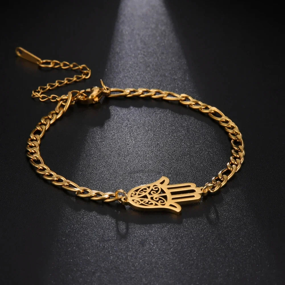 Bracelet avec main de Fatma doré ou argenté arabe or