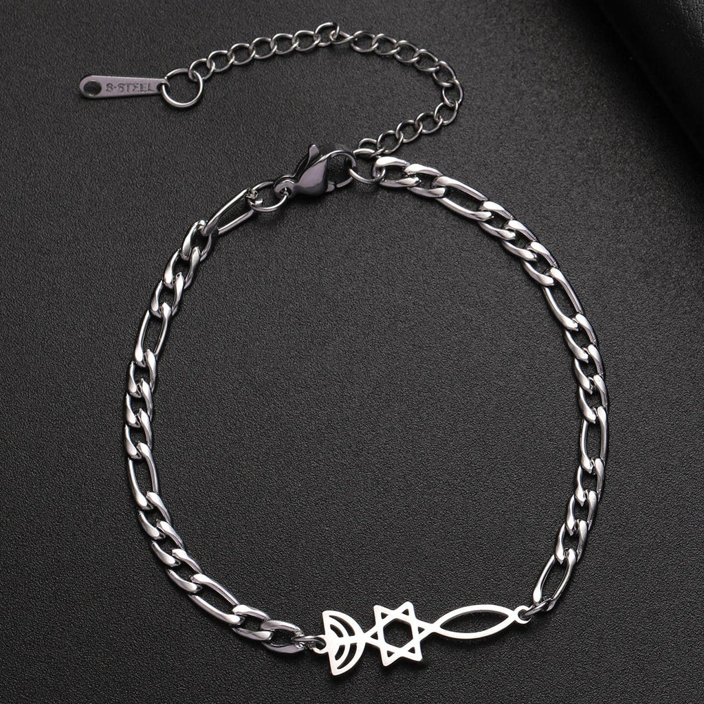 Bracelet with Jewish symbols, Menorah and the Star of David 