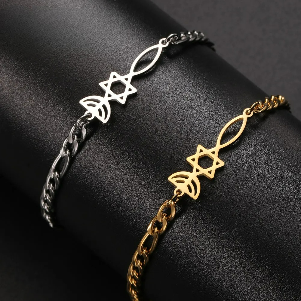 Bracelet with Jewish symbols, Menorah and the Star of David 