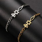 Bracelet with Jewish symbols, Menorah and the Star of David 
