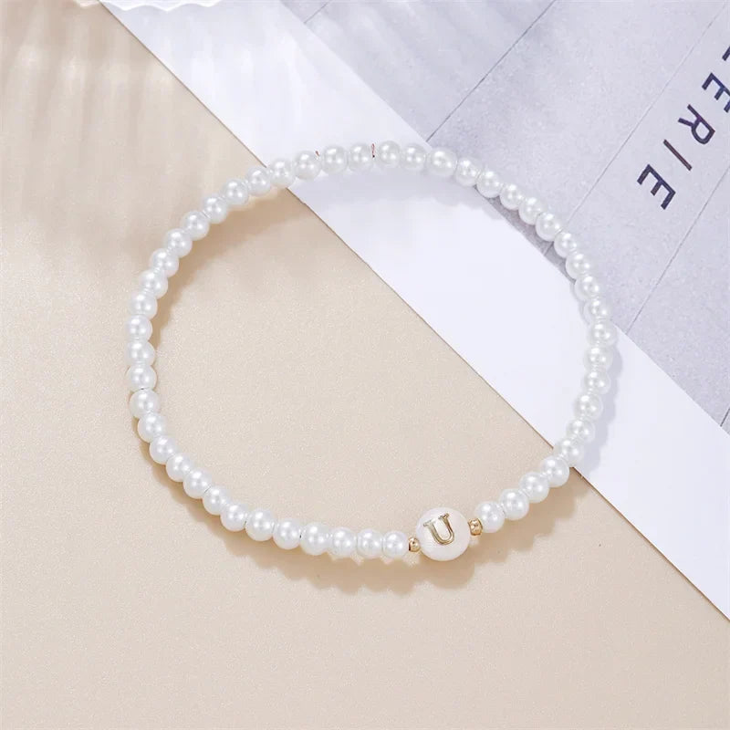 White initial letter bracelet
