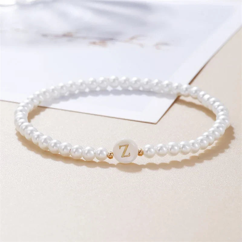 Bracelet blanc initiale - lettre