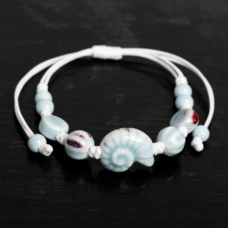 Bohemian Shell Snail Blue Bracelet