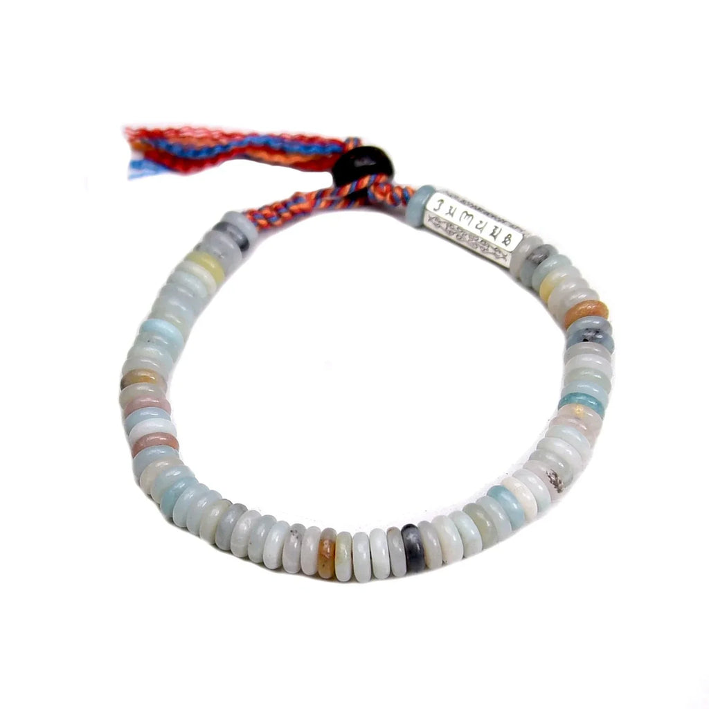 Bracelet Bouddhiste Tibétain en Perles Amazonite