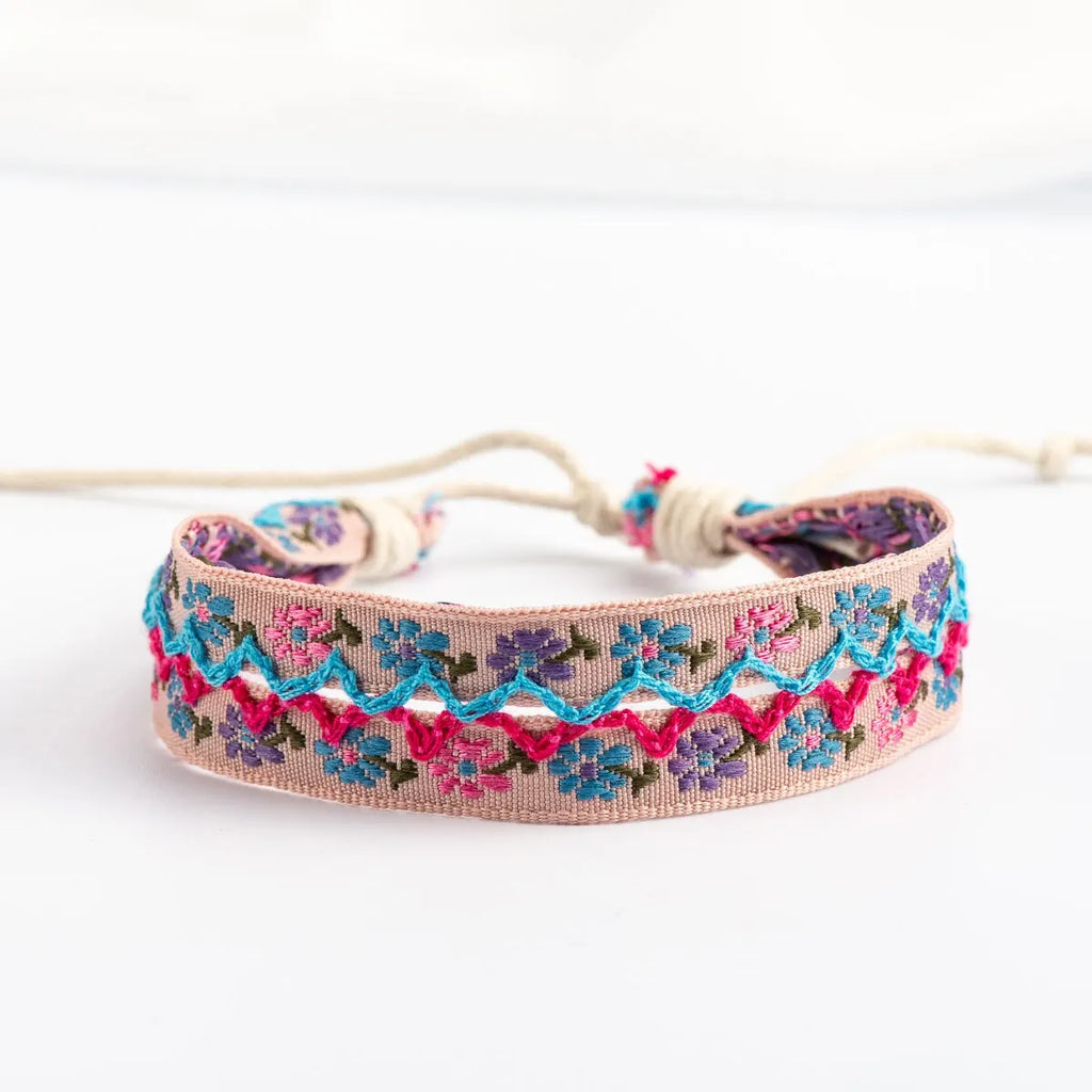 Handmade embroidered boho friendship bracelet