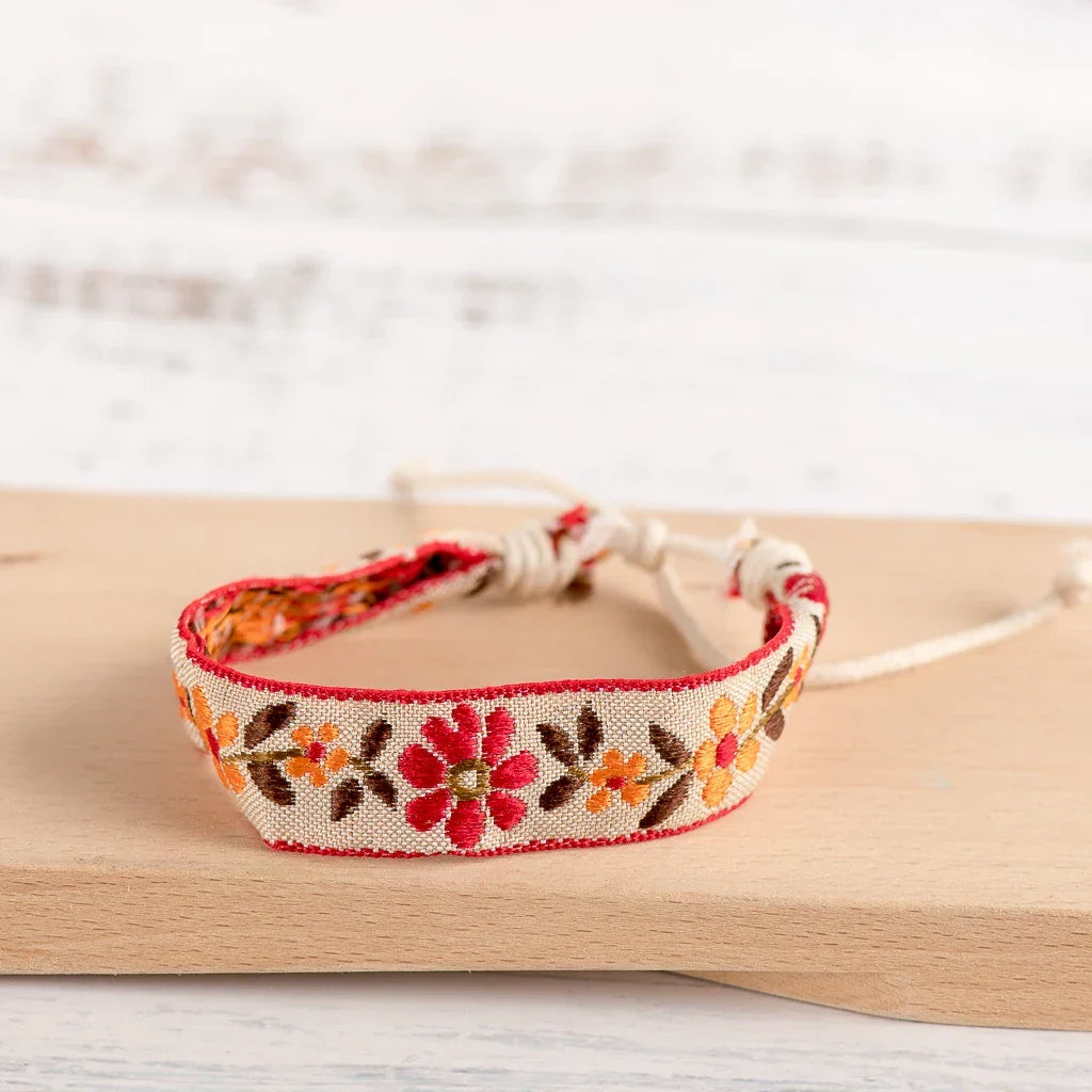 Handmade embroidered boho friendship bracelet