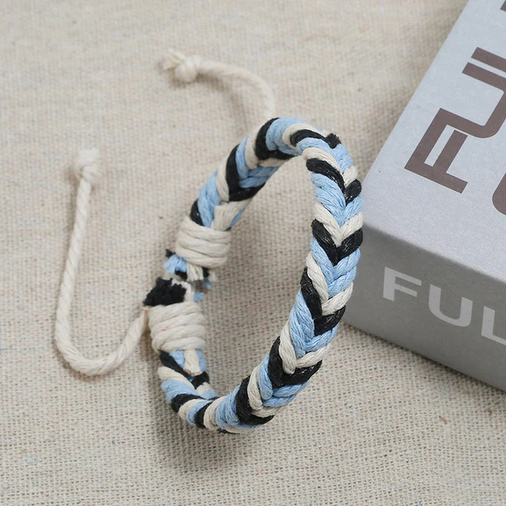 Bracelet Brésilien en Fil de Coton Effet Naturel bleu