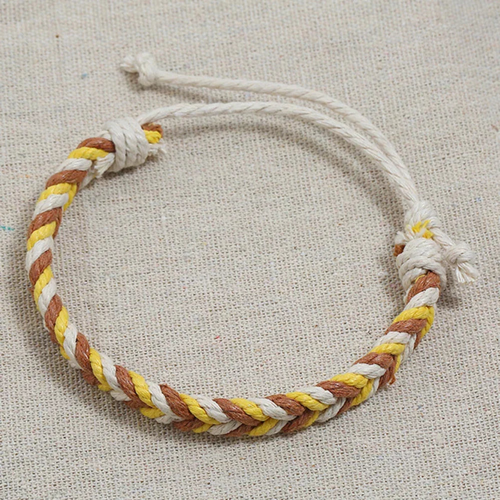 Bracelet Brésilien en Fil de Coton Effet Naturel jaune