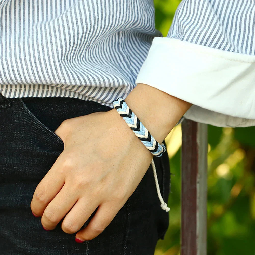 Bracelet Brésilien en Fil de Coton Effet Naturel bleu