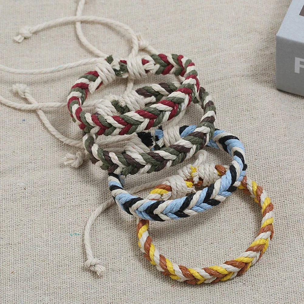 Bracelet Brésilien en Fil de Coton Effet Naturel jaune