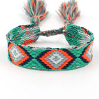 Bracelet Brésilien Large à Motifs Géométriques vert