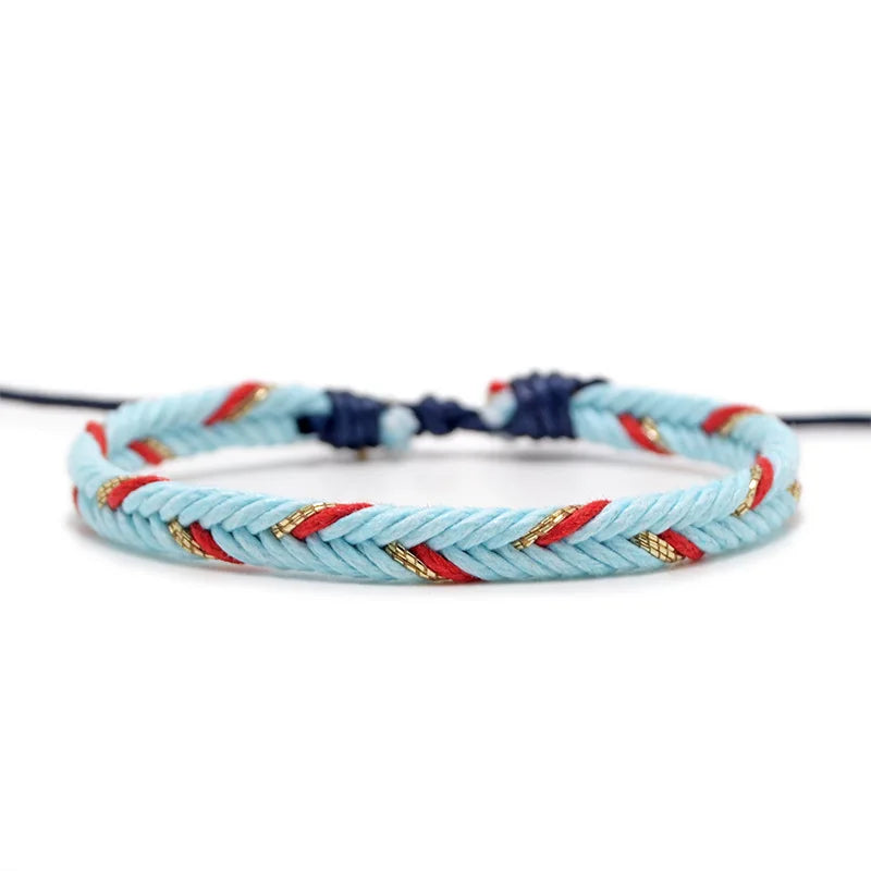 Bracelet Brésilien Minimaliste en Fil de Coton bleu 