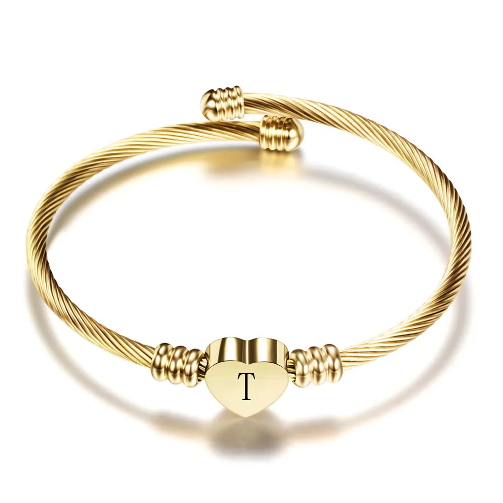 Bracelet coeur avec initiale or t