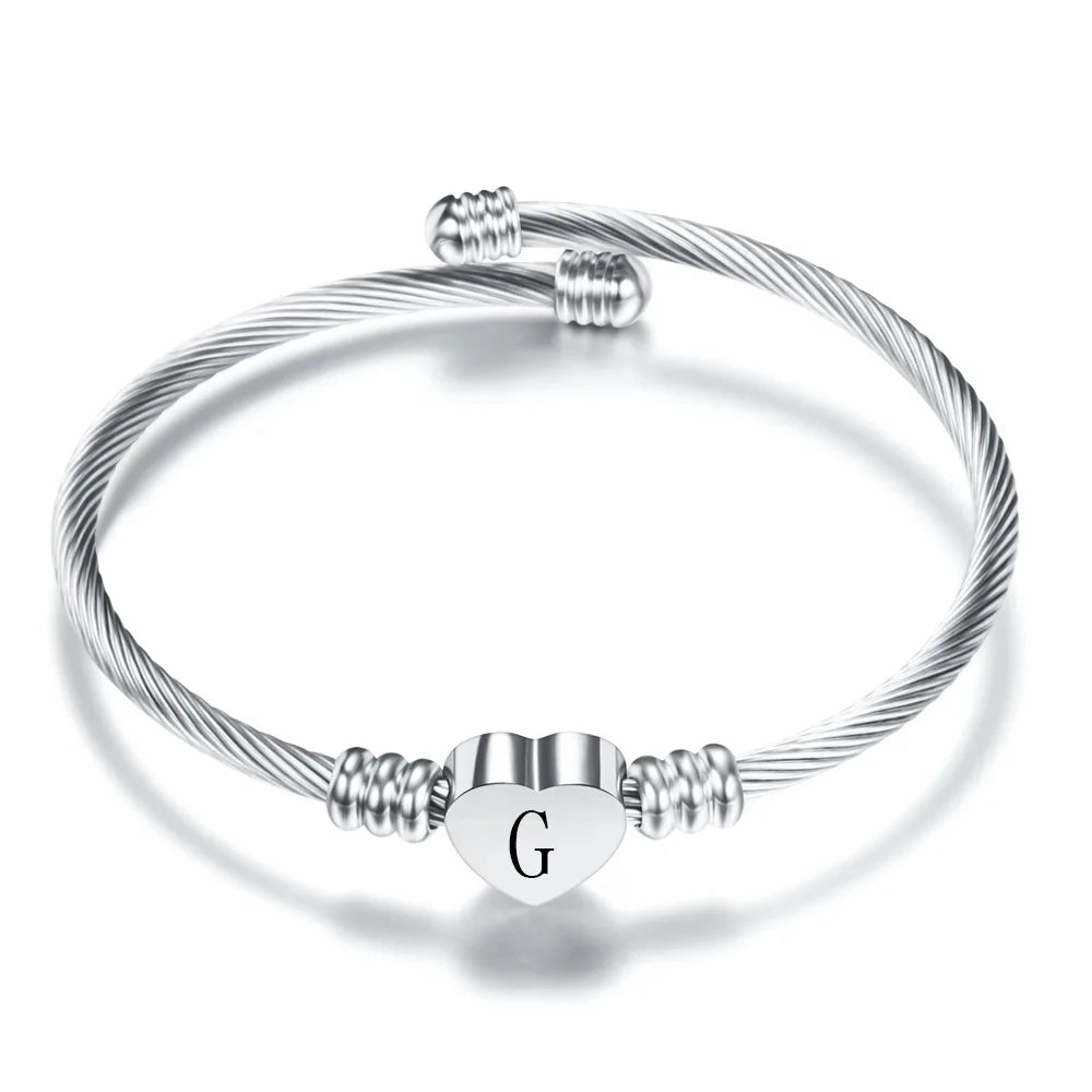 Bracelet coeur avec initiale argent g