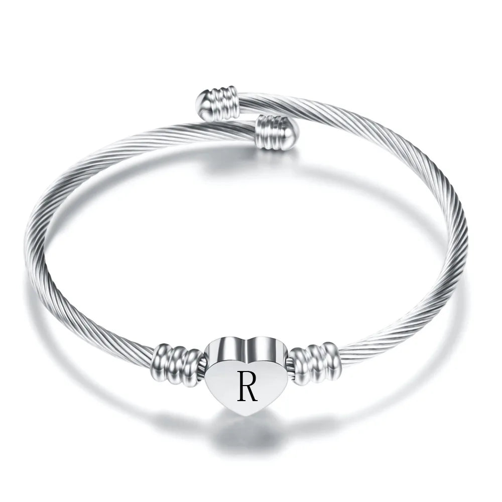 Bracelet coeur avec initiale argent r