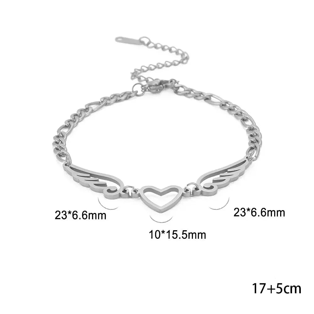 Bracelet coeur et ailes d'ange