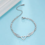 Heart and angel wings bracelet