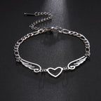 Heart and angel wings bracelet