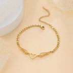 Heart and angel wings bracelet