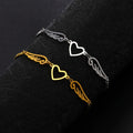 Heart and angel wings bracelet