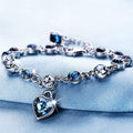 Women's Heart Bracelet Silver Cuban Link Zircon
