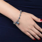 Women's Heart Bracelet Silver Cuban Link Zircon