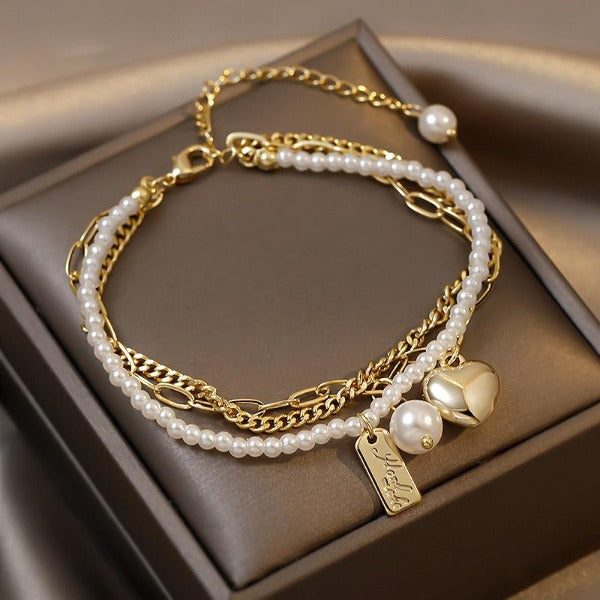 Heart & South Sea Pearls Bracelet