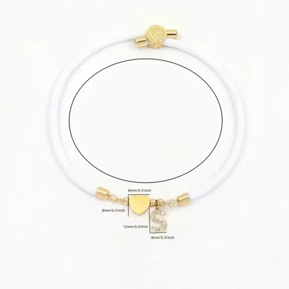 Bracelet coloré avec initiale en strass - lettre