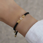 Colorful bracelet with rhinestone initial letter