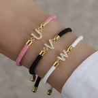Bracelet coloré avec initiale en strass - lettre