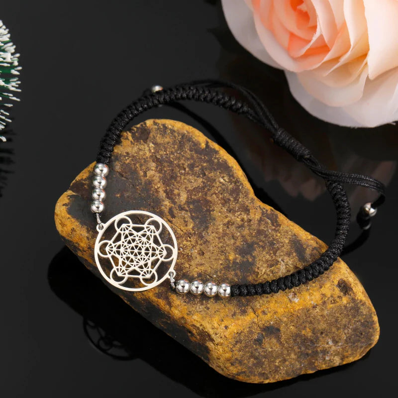 Pulsera de Color Cubo de Metatrón negro