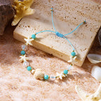 Pulsera de cordón con concha y estrella de mar 